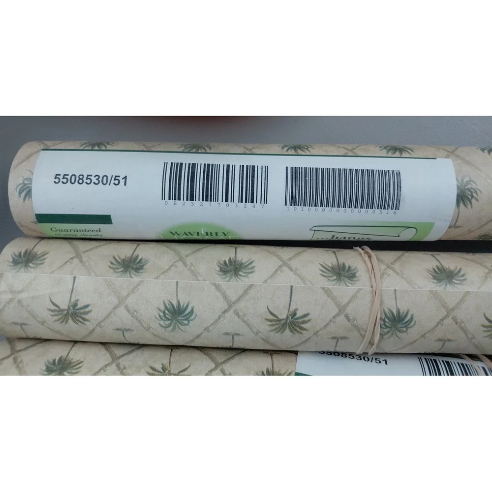 Waverly Wallpaper Palm Tree 3 Rolls 56 sq ft EACH Tropical Countryside NEW Beige - Picture 4 of 7